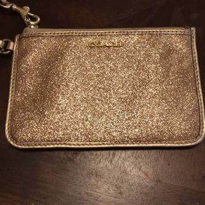 Gold Coach Glitter Wristlet